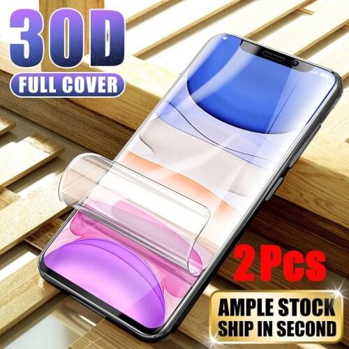 2Pcs Cover Hydrogel Film Screen Protector For iPhone 12 11 7 8 Plus SE 2020 Soft Film For iPhone X XR XS 11 12 Pro Max Not Glass