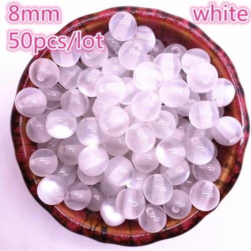 New 50pcs/lot 8mm Imitation Natural Opal Beads Round White Resin Spacer Beads for Jewelry Making DIY Bracelet