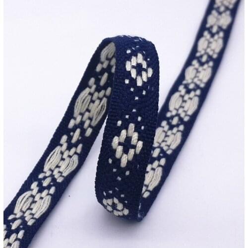Hot (1 meter/lot) 10mm Navy blue National wind printing Grosgrain ribbon DIY Sewing Accessories Clothing fabric Trim Crafts