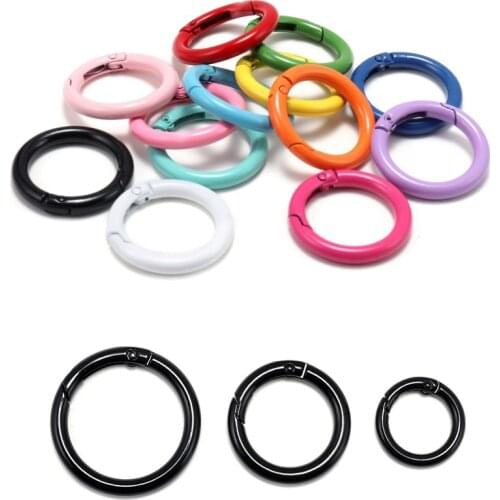 5Pcs/lot Metal Spring Gate O Ring Openable Round Carabiner Keychain Bag Clips Hook Dog Chain Buckles Connector for DIY Jewelry