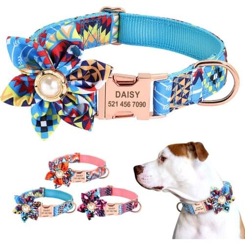 Cute Dog Collar Personalized Nylon Custom Printed Dog Cat Engraved ID Tag French Bulldog Chihuahua Puppy Pets Dog Accessories