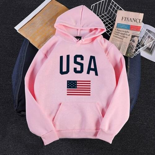 Fashion USA Letter Print Hoodie Oversize Women Long Sleeve Hoodie Sweatshirt Harajuku Pullover Tops Casual Loose Winter Wram