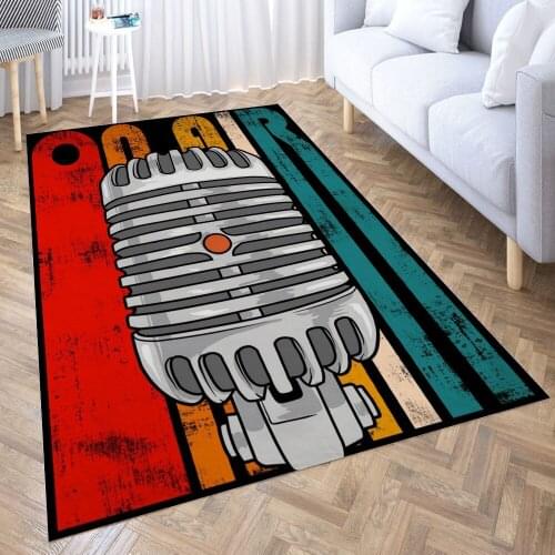 On Air Radio Microphone Carpet for Living Room 3D Anime Cartoon Rug Gamer Teen Room Bedside Lounge Rug Kids Children Floor Mats