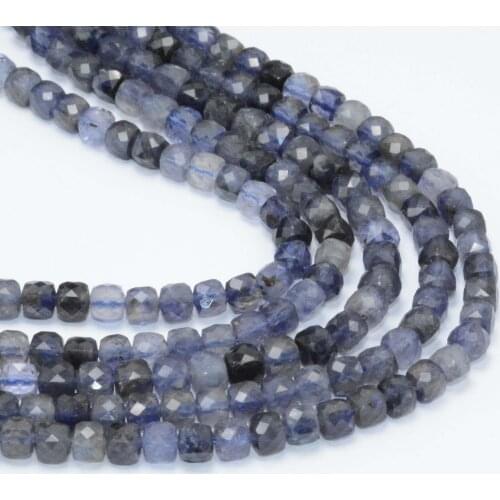 Natural Clean Quality Iolite Faceted Irregular Cube Bead 4-4.2mm