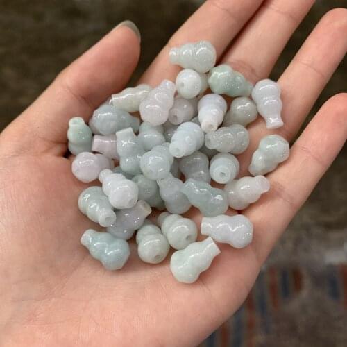 Natural Myanmar jadeite handcarved gourd beads DIY 100% real jade bracelets necklace jade accessories septa scattered beads