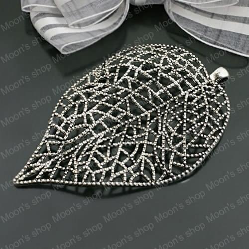 Wholesale 86*52mm Antique Silver color Big Leaf Alloy Charms Pendants DIY Findings Accessories 2 pieces (JM3449)
