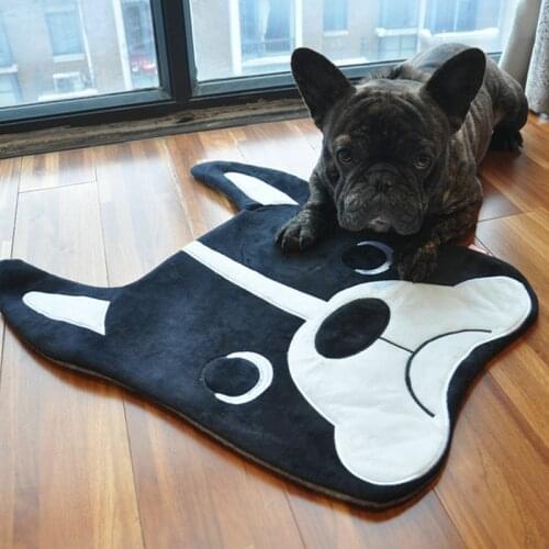 56X40cm Cartoon Bulldog Plush Floor Mat Stuffed Dog Animals Toy Play Mat Plush Dog Ground Mat for Baby Pets Mat Birthday Gift