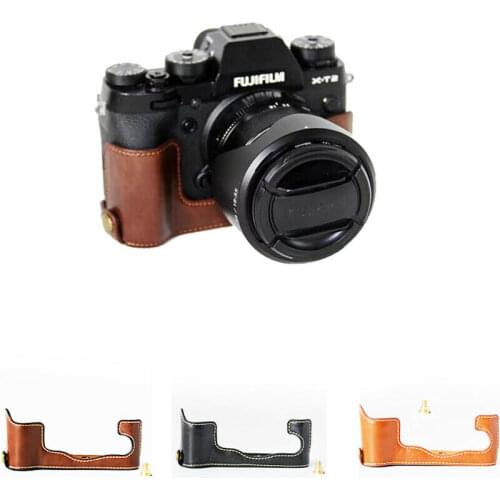 Bottom PU Leather Camera Case Bag Half Protector Body Cover Base For FUJI XT2 X-T3 Fujifilm XT2 XT3 Open battery