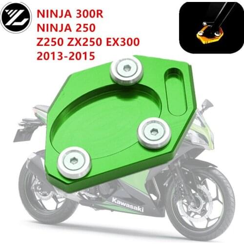 Motorcycle CNC Foot Kickstand Extension Pad Plate Side Stand Enlarger For KAWASAKI NINJA 300R 250 Z250 ZX250 EX300 2013-2015