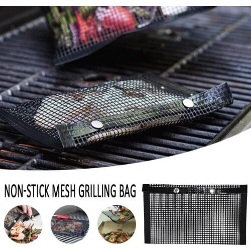 22x14cm Barbecue Bag Non-Stick Mesh Grilling Bag Mat Heat Resistance Meat Fish Vegetable BBQ Bake Bag Barbecue Picnic Tools