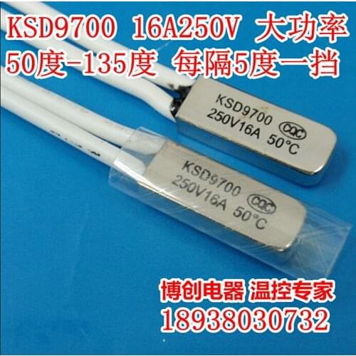 10pcs/Temperature switch KSD9700 Thermal protector 150 Degrees 16A/250V Normally closed N.C Metal case Thermostat