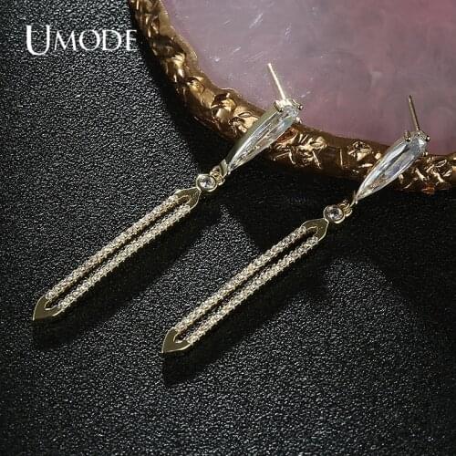 UMODE New CZ Zirconia Crystal Drop Type Earrings for Elegant Women Bridal Wedding Long Earring Jewelry Accessories Gift UE0707