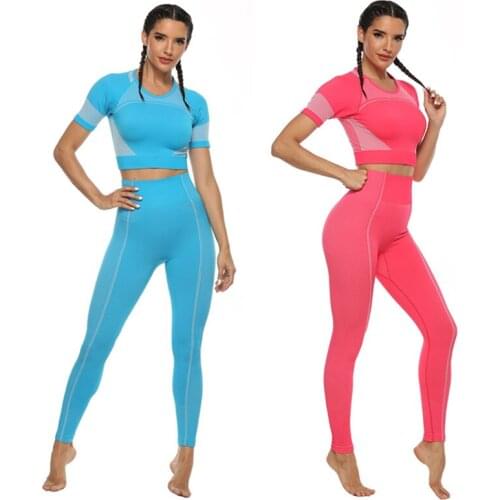 Women Seamless Gym Yoga Set Fitness Workout Sets Yoga Top And Athletic Legging Female Sportswear Suit Push Up Hip Sports Set