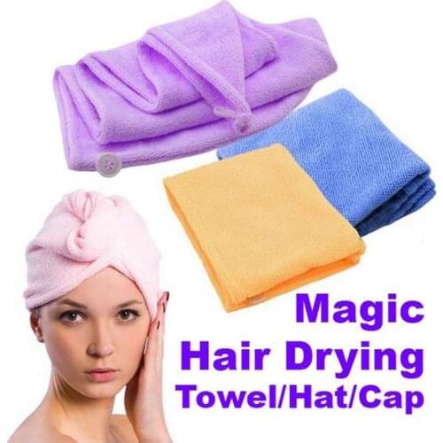1pcs Random Color New Arrival Hot Microfiber Towel Quick Dry Hair Magic Drying Turban Wrap Hat Caps Bathing