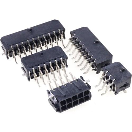 10 pcs Micro-Fit connector 3.0 mm wafer dual Row circuits 4 6 8 10 12 14 16 18 20 22 24 Pin right angle SMT solder TAB Tin