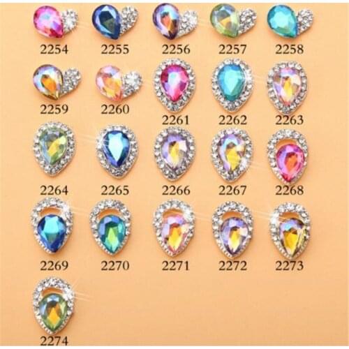 10pcs Nail Art Craft Symphony Diamond Decorations AB Ray Crystal Drip Japanese Alloy Jewelry Stickers Rhinestones For Nails @1/2