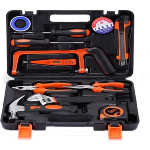 13 Pcs Household Tool Kit With Plastic Toolbox General Repair Hand Tool Set For College Dorm Home Maintenance