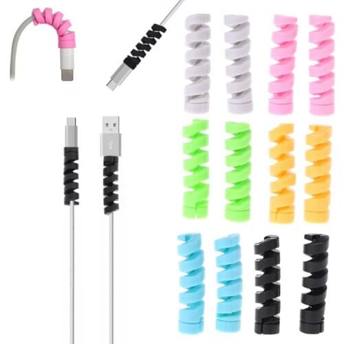 2pcs Cable Protector Bobbin Winder Data Line Case Rope Protection Spring Twine For Phone USB Earphone Cover