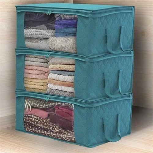 3Pcs Wardrobe Organizer Bag Clothing Clothes Blanket Quilt Closet Box Bag Home Foldable Storage Organization Wash Moisture-proof