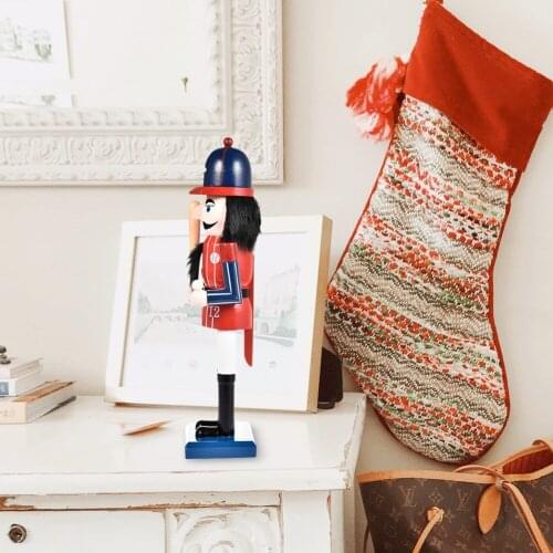 36cm Christmas Decoration Wooden Nutcracker Soldier Gift Classic Hand Painting Doll Vintage Handcraft Puppet Home Party Rational