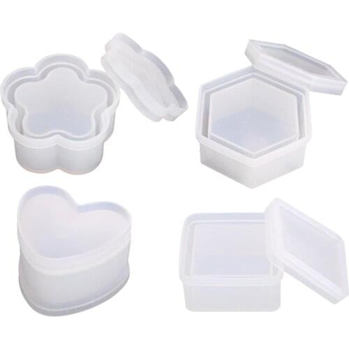 4Pcs Silicone Candy Jewellery Storage Box Mold Resin Making Mould Craft Tool