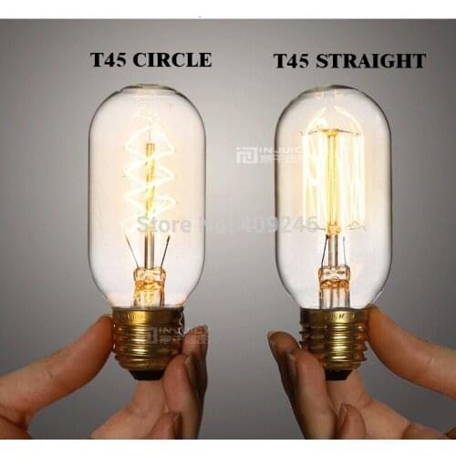 AC110V 220V 10PCS T45 Circle Marconi Smoked Light Bulb Lamp Vintage Edison Reproduction 40 Watt 60 Watt Clear Glass E27 AC220V
