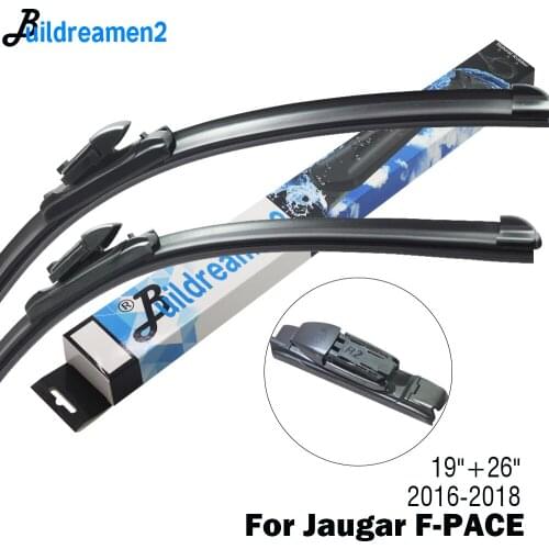 Buildreamen2 Car Accessories Wiper Blade Front Windscreen Rubber Wiper For Jaugar F-PACE Fit Push Button Arms 2016 2017 2018