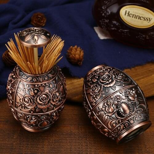 Toothpick holder,toothpick dispenser,Vintage Automatic Zinc Alloy Metal toothpicks organizer box Kitchenhome decro new arrival