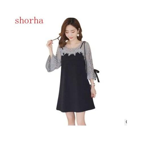 Elegant Hollow Out Lace Maternity Dress beautiful Spring Fashion Clothes for Pregnant Women Two loose dresses with suspenders