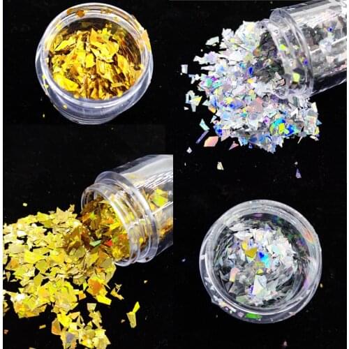 10ML Box holographic glitter flakes, random cut irregular shape flakes, hologram unicorn dust, Irregular Shaped Nail Glitter