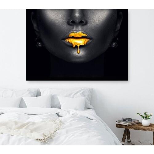 Black Gold Nude African Art Woman Oil Painting on Canvas Cuadros Posters and Prints Scandinavian Wall Pictures for Living Room