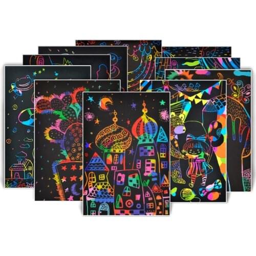 Colorful Scratch Painting Children Graffiti Book Creative DIY Handmade Kids Toys Best Wishes Kids Christmas Gift Handmade Crafts