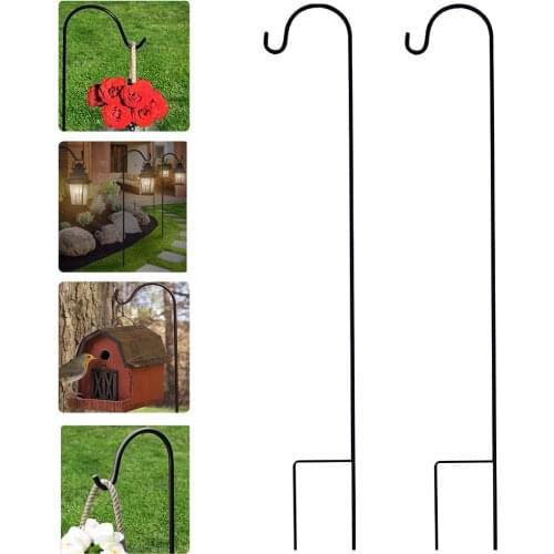 Shepherd-Hooks Garden Ground Plant Stand Lantern Stake Outdoor Plant Hangers For Flower Basket Plant Hook Garden Stake Outdoor