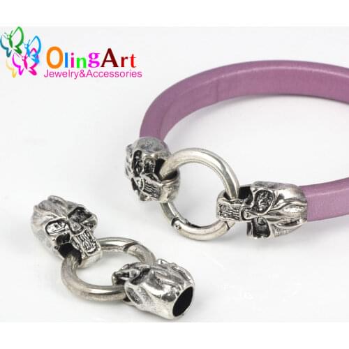 OlingArt 55*24.5mm 1Pc/lot clasps Tibetan silver-color retro style jewelry making Findings DIY Fit leather cord bracelet
