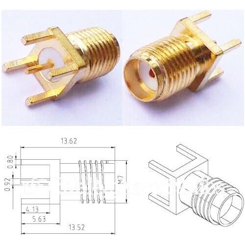 Wholesale SMA female jack Panel Mount PCB Solder straight goldplated connector