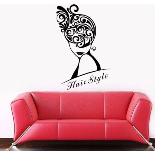 Hair Salon Wall Decal Beauty Salon Sticker Barber Shop Vinyl Wall Decals Decor Mural Hairdresser Glass Window Sticker