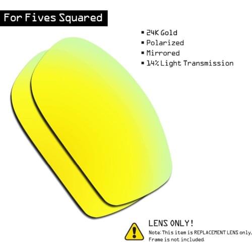 SmartVLT Polarized Sunglasses Replacement Lenses for Oakley Fives Squared - 24K Gold