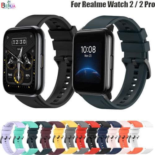 BEHUA Silicone WatchBand Strap For Realme Watch 2 / 2 Pro SmartWatch WristBand For Realme Watch S / Pro Bracelet Wriststrap Belt