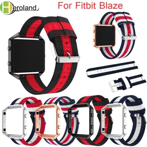 23mm WatchBand For Fitbit Blaze Wristband Fine Woven Nylon Sport Strap + Case Cover Bracelet Replacement smart Watchstrap belt