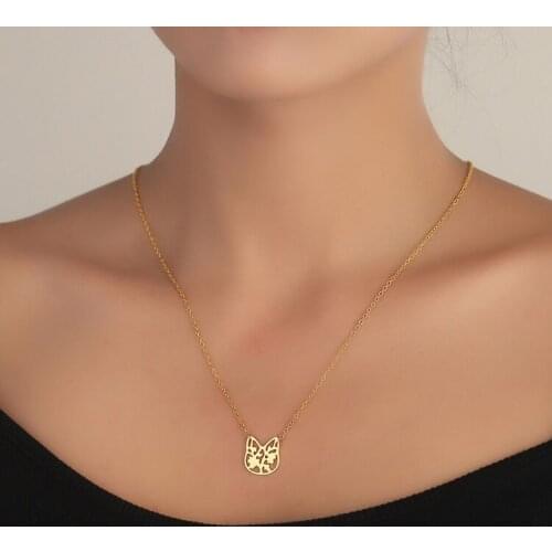 Romantic Flowering Branch Cat Pendant Necklaces for Girl Women Sweet Kitty Choker Trendy Pet Lovers Jewelry Gift