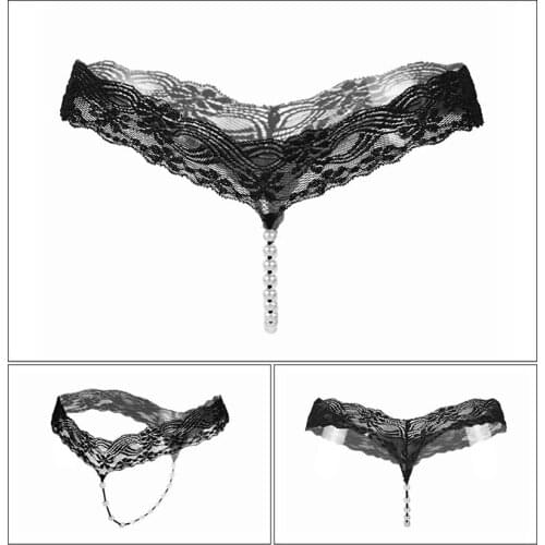 Sexy Lingerie Porn Lace Pearl G-string Thong Panties Babydolls Chemises Erotic Underwear Women Costumes Exotic Apparel For Women