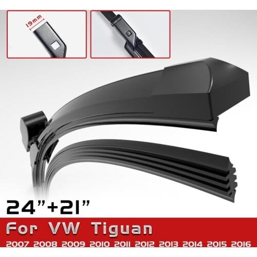 Front Wiper Blade Double Sided Windscreen Wiper For VW Tiguan 2006 2007 2008 2009 2010 2011 2012 2013 2014 2015 2016 24"+21"