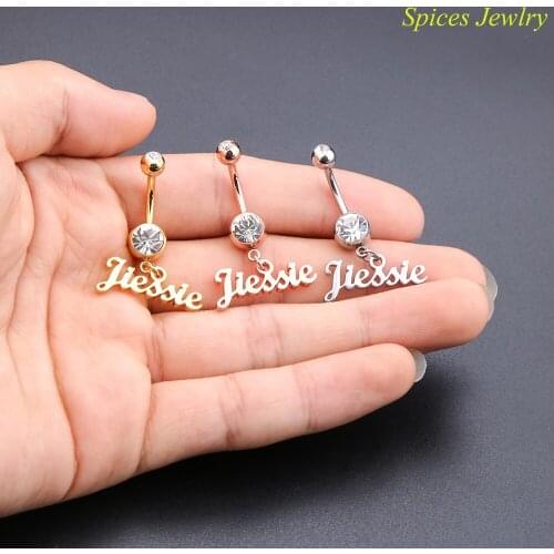 Spices Stainless Steel Customized Belly Button Ring Body Jewelry Piercing Crystal Navel Umbilical Nail Earrings Body Jewelry