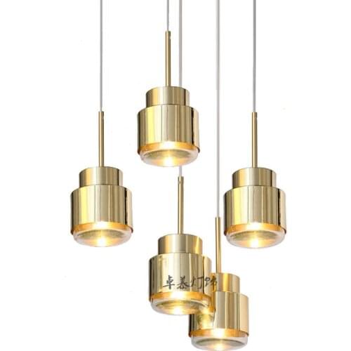 Villa Stairs Led Pendant Lights Acrylic Circles Lustre Pendant Light Wood Pendant Lamp Led Drop Light Hang Lamp Suspend Lamp