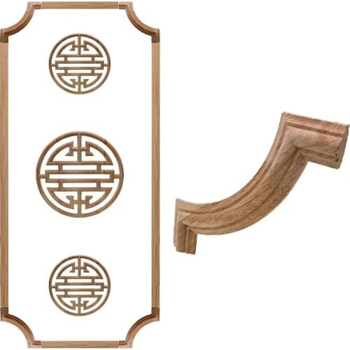 VZLX Floral Woodcarving Decal Wood Carved Corner Applique Frame Wall Doors Cabinet Furniture Decorative Figurines Wooden Letters