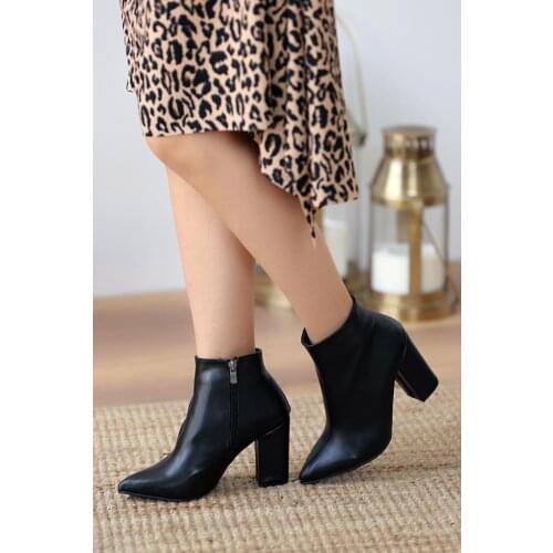 A903-20Siyah Pink Potin Black Women Boots