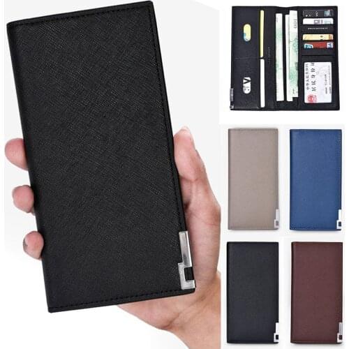 1 PC NEW Men Luxury Leather Wallet ID Card Holder Purse Checkbook Long Clutch Bifold Leather Bussiness Wallet