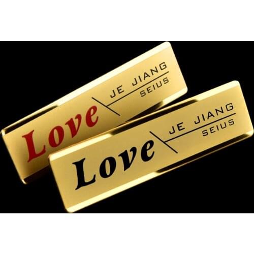 1pc custom 70*20mm Business Name Tag ID Badge Personalized Magnetic backing gold name badge