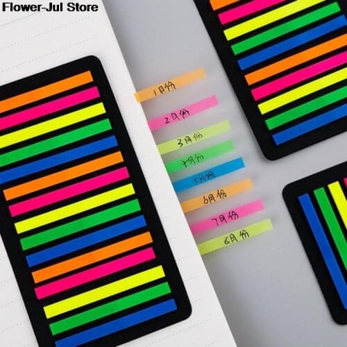 160/300pcs Color Transparent Fluorescent Index Tabs Flags Sticky Note for Page Marker Planner Stickers Office School Stationery