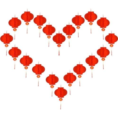 20PCS Chinese Red Paper Lanterns, 10 Inch Lucky Hanging Red Paper Lanterns, Chinese New Year Decoration Red Lanterns fo